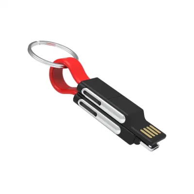 Multifuntion 3 in 1 USB Keychain Date Cable, Magnetic Keychain Date Cable, Flat USB Charging Cable, Promotion Gift Charging Cable
